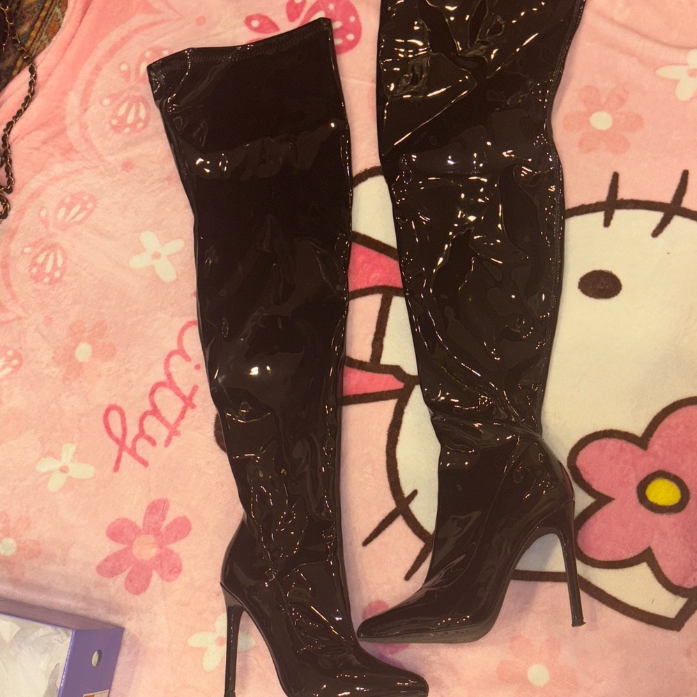 Black Patent Leather Over-the-Knee Boots